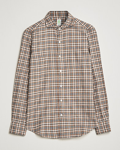 Herre |  | Finamore Napoli | Tokyo Slim Light Flannel Shirt Brown Check