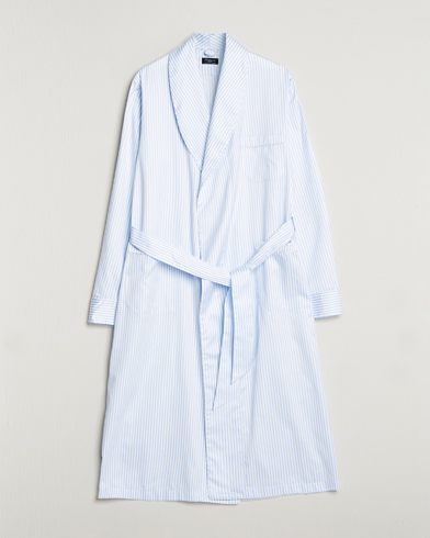 Herre | Pyjamaser & Badekåper | Finamore Napoli | Levante Popeline Robe Light Blue Stripe