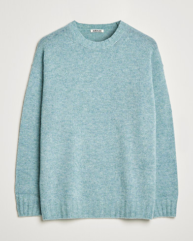Herre |  | Auralee | Wool/Cashmere Crewneck Knit Top Blue Green