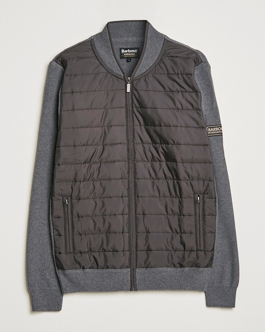 Herre | | Barbour International | Baffle Zip Through Sweater Storm Grey Marl