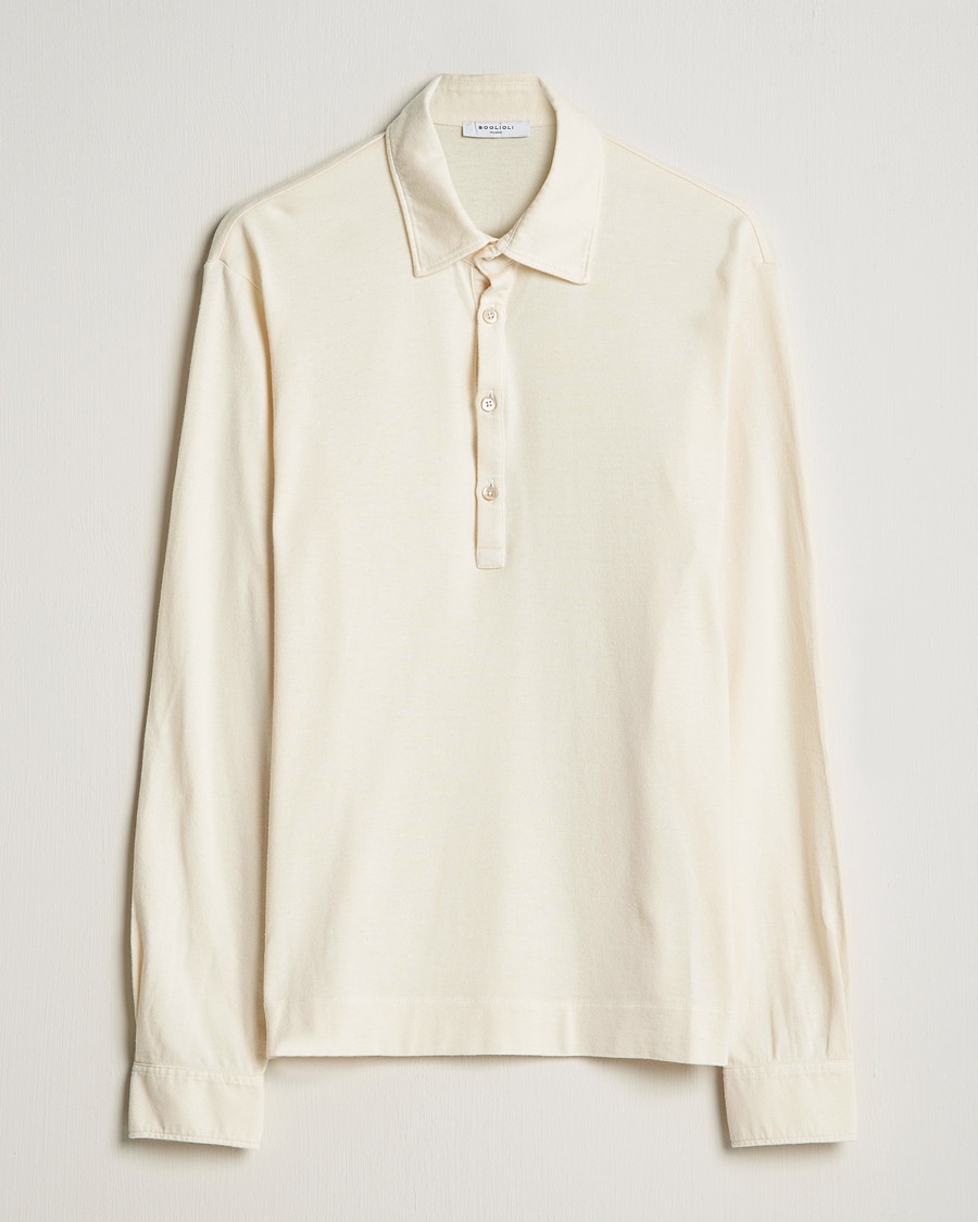 Herre | | Boglioli | Long Sleeve Polo Shirt Off White