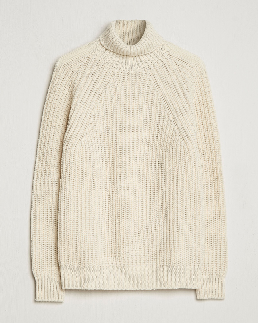 Herre | Drake's | Drake's | Heavy Lambswool Rollneck Ecru