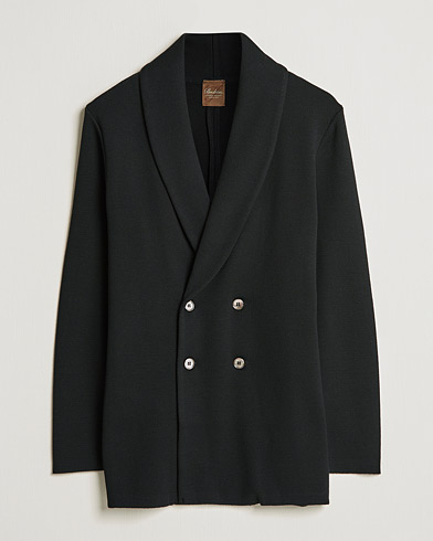 Herre | Strikkede blazere | Stenströms | Merino Knitted Tuxedo Cardigan Black
