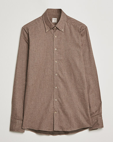 Herre | Skjorter | Stenströms | Slimline Flannel Shirt Brown