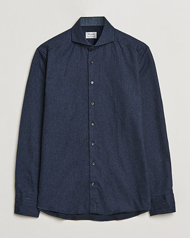Herre | Casual | Stenströms | Slimline Contrast Flannel Shirt Navy