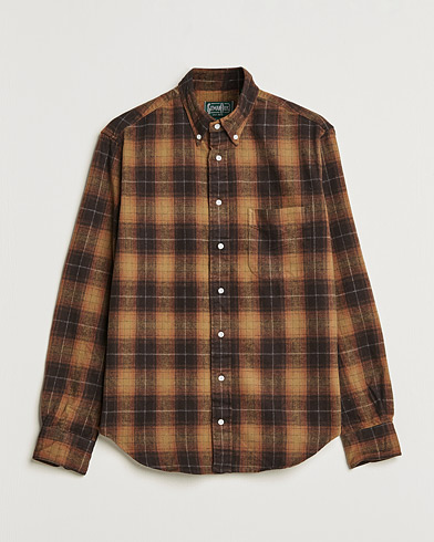 Herre | Skjorter | Gitman Vintage | Button Down Shaggy Flannel Shirt Brown Check