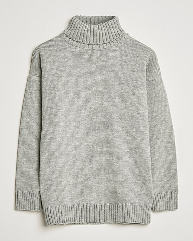 Herre | Gloverall | Gloverall | Submariner Chunky Wool Roll Neck Light Grey