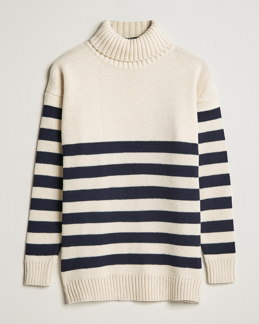 Herre | | Gloverall | Breton Submariner Wool Rollneck Ecru/Navy