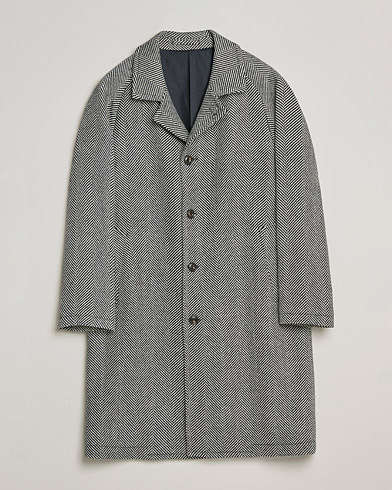 Herre | L.B.M. 1911 | L.B.M. 1911 | Herringbone Raglan Wool Coat Black/White