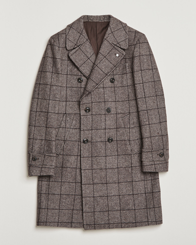 Herre | Jakker | L.B.M. 1911 | Double Breasted Checked Wool Coat Brown