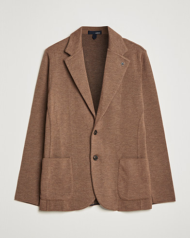 Herre | Dressjakker | Lardini | Knitted Wool Blazer Light Brown