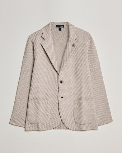 Herre | Strikkede blazere  | Lardini | Structured Knitted Wool Blazer Beige