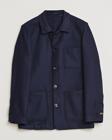 Lardini Wool/Cashmere Shirt Jacket Navy