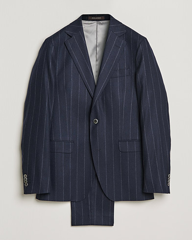 Herre |  | Oscar Jacobson | Ego Pinstripe Wool Flannel Suit Navy