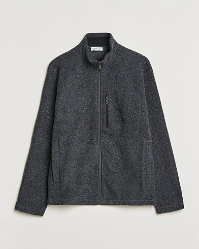 Herre |  | Sunspel | Eco Wool Full Zip Fleece Jacket Charcoal Melange