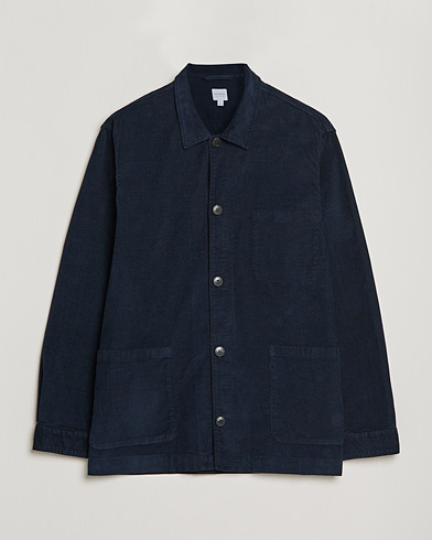 Herre |  | Sunspel | Twin Pocket Cotton Corduroy Shirt Jacket Navy
