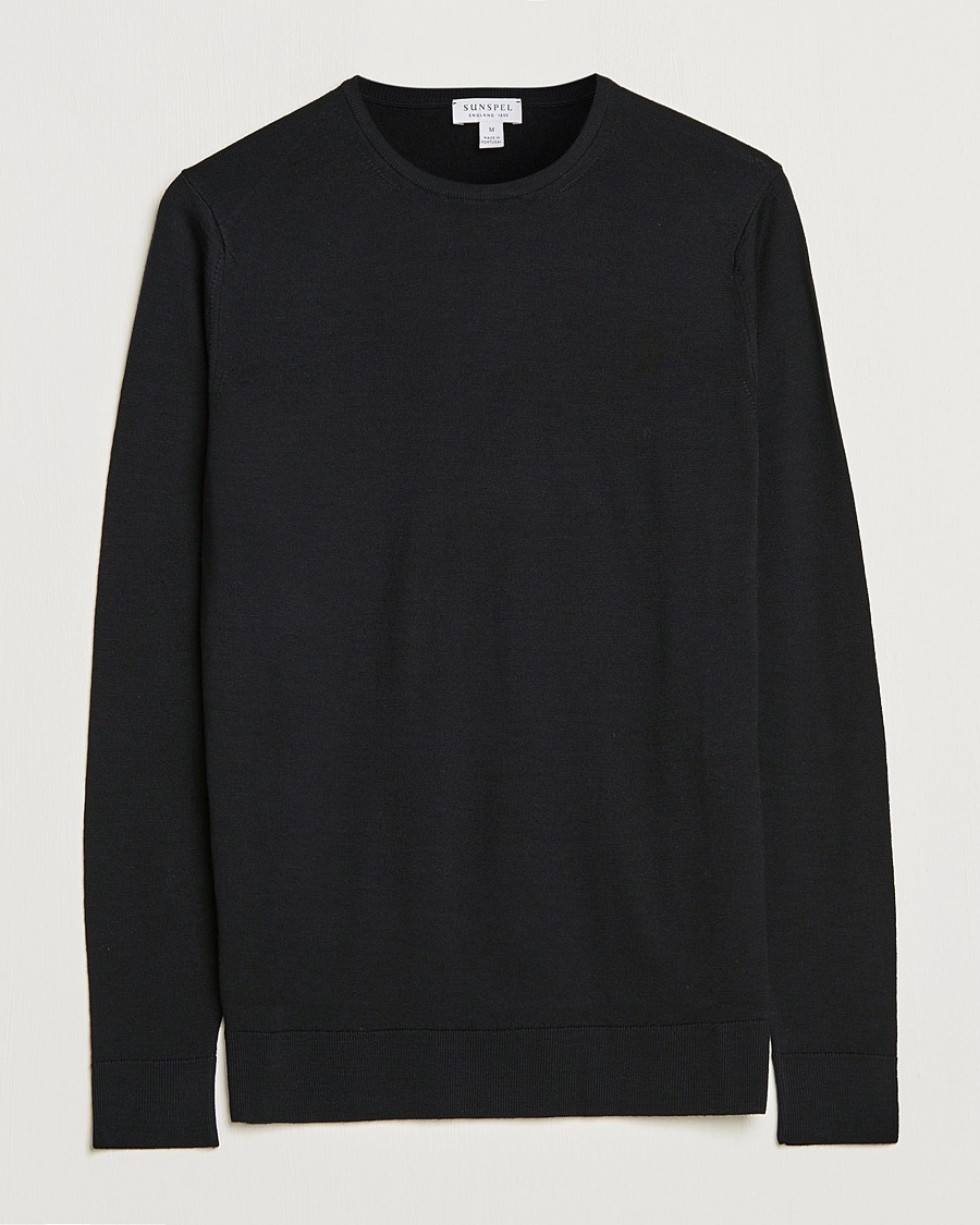 Sunspel Crew Neck Jumper Black – Svart