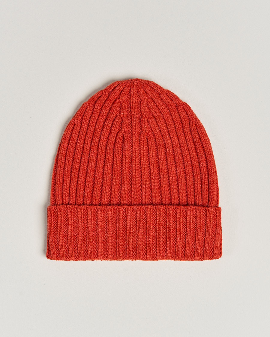 Piacenza Cashmere Ribbed Cashmere Beanie Orange