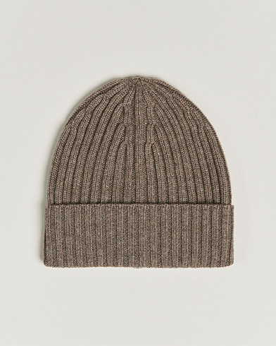 Herre | Luer | Piacenza Cashmere | Ribbed Cashmere Beanie Taupe
