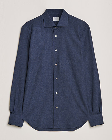 Herre | Skjorter | Mazzarelli | Soft Flannel Shirt Navy