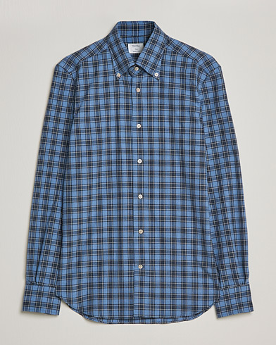 Herre | Skjorter | Mazzarelli | Soft Flannel Shirt Dark Blue