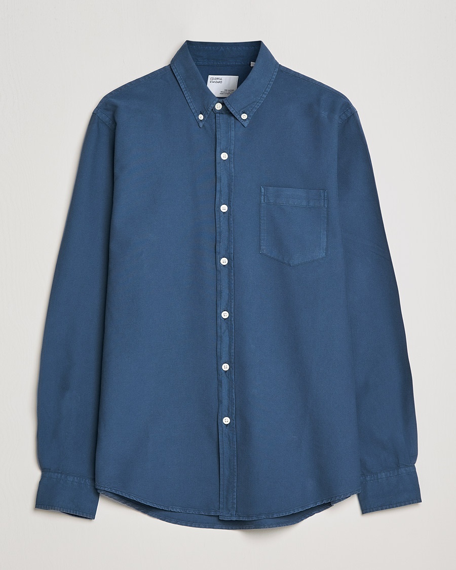 Colorful Standard Classic Organic Oxford Button Down Shirt Petrol Blue – Blå