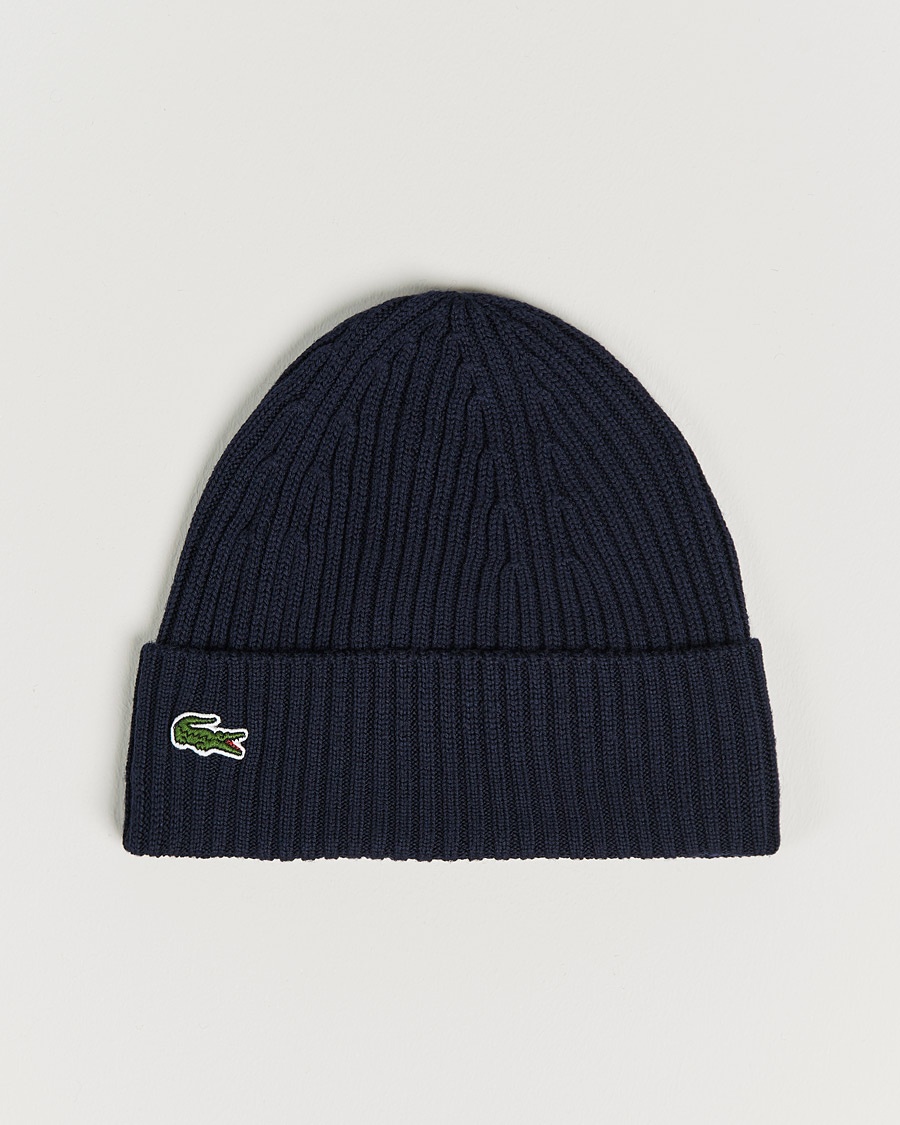 Lacoste Wool Knitted Beanie Navy Blue – Blå