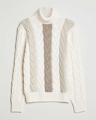 Herre |  | Gran Sasso | Cable Knitted Wool Rollneck Off White