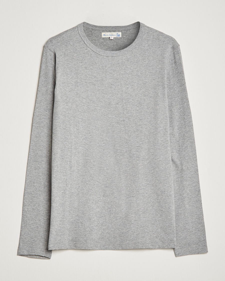 Herre | | Merz b. Schwanen | 1950s Classic Loopwheeled Longsleeve Tee Grey Marl