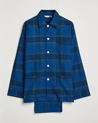 Herre | Loungewear-avdelingen | Derek Rose | Brushed Cotton Flanell Checked Pyjama Set Navy