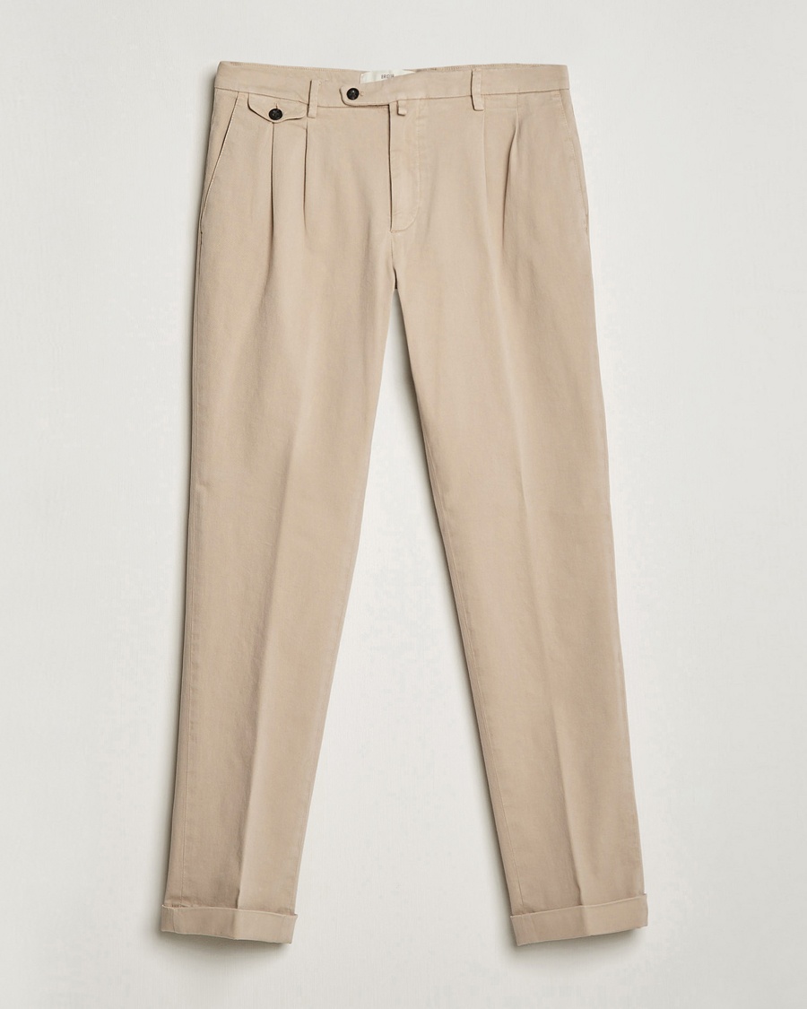 Herre | | Briglia 1949 | Easy Fit Pleated Cotton Stretch Chino Beige