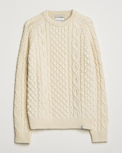 Herre |  | Peregrine | Hudson Wool Aran Knitted Jumper Cream