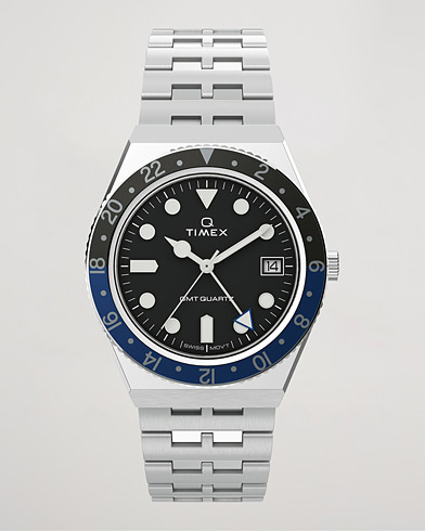 Herre | Lenke i rustfritt stål | Timex | Q Diver GMT 38mm Black/Blue