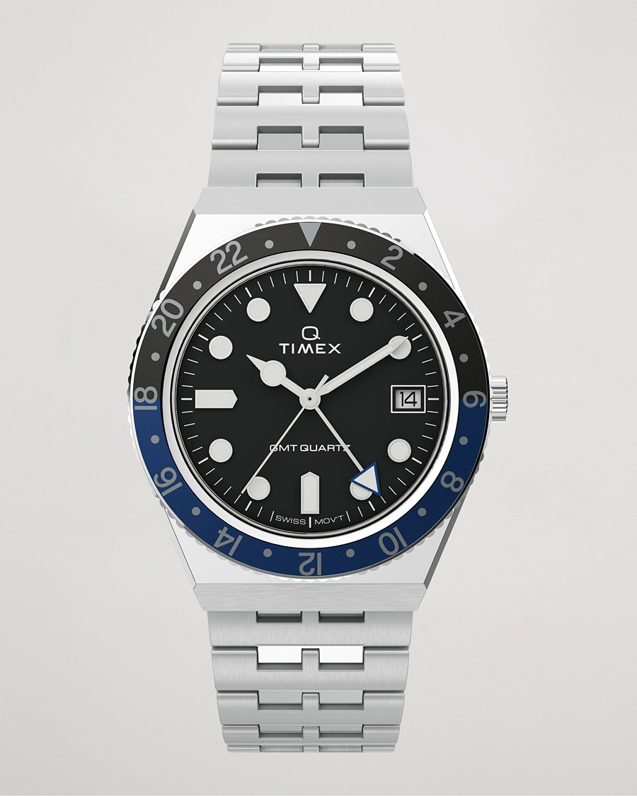Timex Q Diver GMT 38mm Black/Blue – Svart