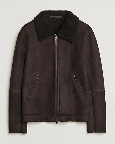 Herre | Best of British | Private White V.C. | The Shearling Flight Jacket Brown