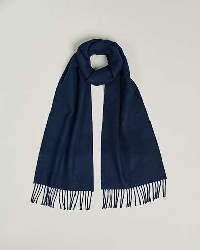 Herre |  | Begg & Co | Vier Lambswool/Cashmere Solid Scarf Navy