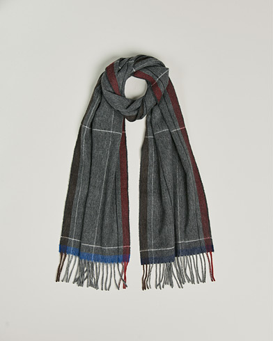 Herre | Begg & Co | Begg & Co | Vale Lambswool/Cashmere Needle Check Scarf Grey Multi