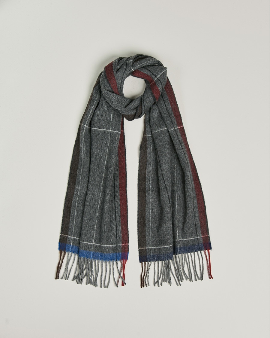 Herre | | Begg & Co | Vale Lambswool/Cashmere Needle Check Scarf Grey Multi