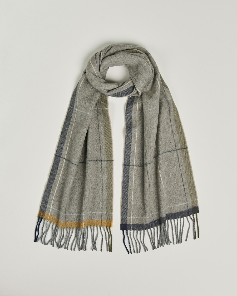 Herre | | Begg & Co | Vale Lambswool/Cashmere Needle Check Scarf Stone Multi