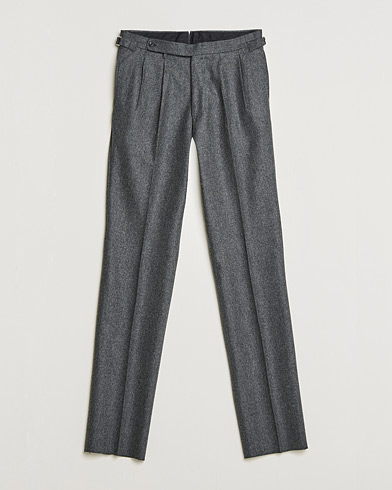 Herre |  | Beams F | Pleated Flannel Trousers Dark Grey