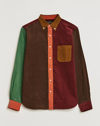 Herre | Cordfløyelskjorter | BEAMS PLUS | Corduroy Panel Button Down Shirt Golden Brown