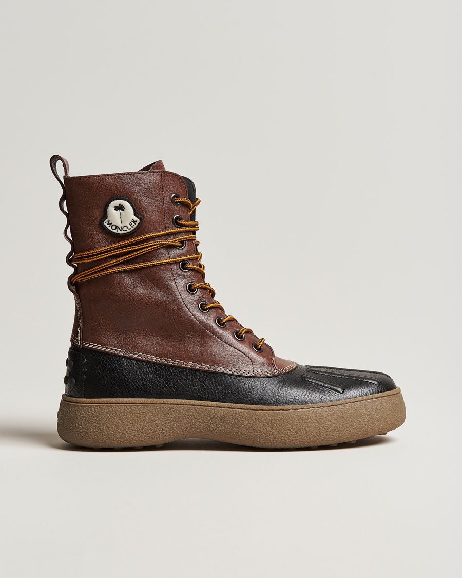 Herre | | Moncler Genius | 8 Palm Angels Winter Gommino Leather Boots Dark Brown
