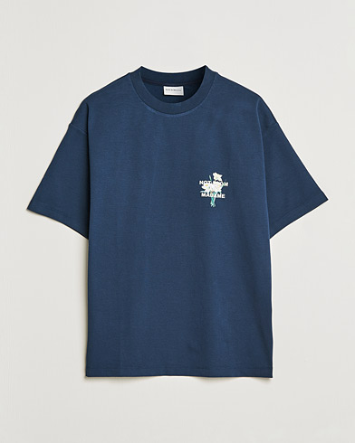 Herre |  | Drôle de Monsieur | Fleur Slogan T-Shirt Navy