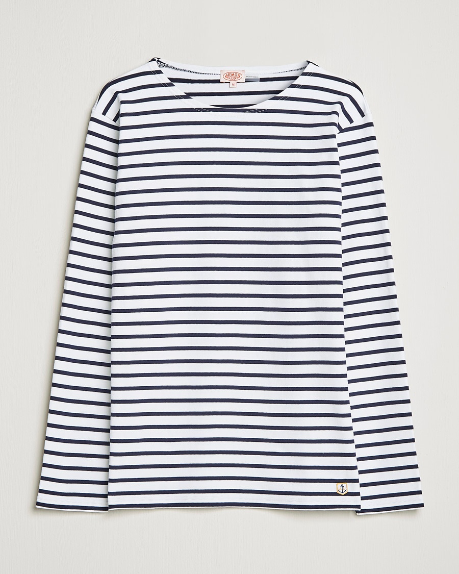 Herre | Langermede t-shirts | Armor-lux | Houat Héritage Stripe Long Sleeve T-Shirt White/Navy