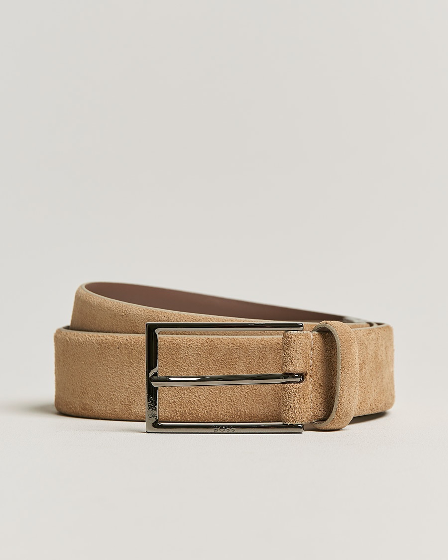 Herre | | BOSS BLACK | Calindo Suede Belt Medium Brown