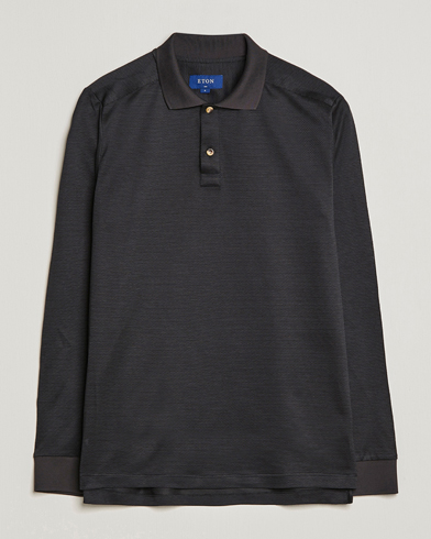Herre | Langermet piké | Eton | Knit Jaquard Polo Shirt Black