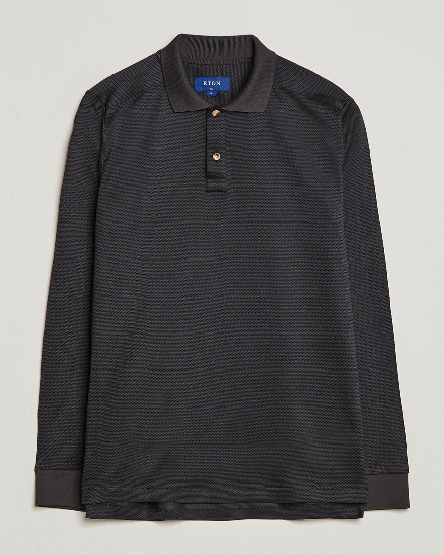 Herre | | Eton | Knit Jaquard Polo Shirt Black