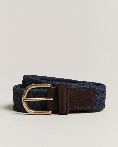 Herre | Belter | Anderson's | Braided Cotton Casual Belt 3 cm Navy