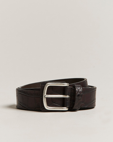 Herre | Italian Department | Anderson's | Embossed Croco Belt 3 cm Brown