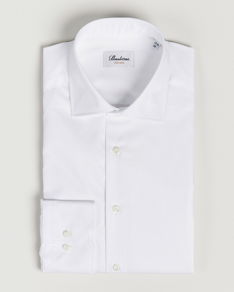 Stenströms Superslim Plain Shirt White – Hvit